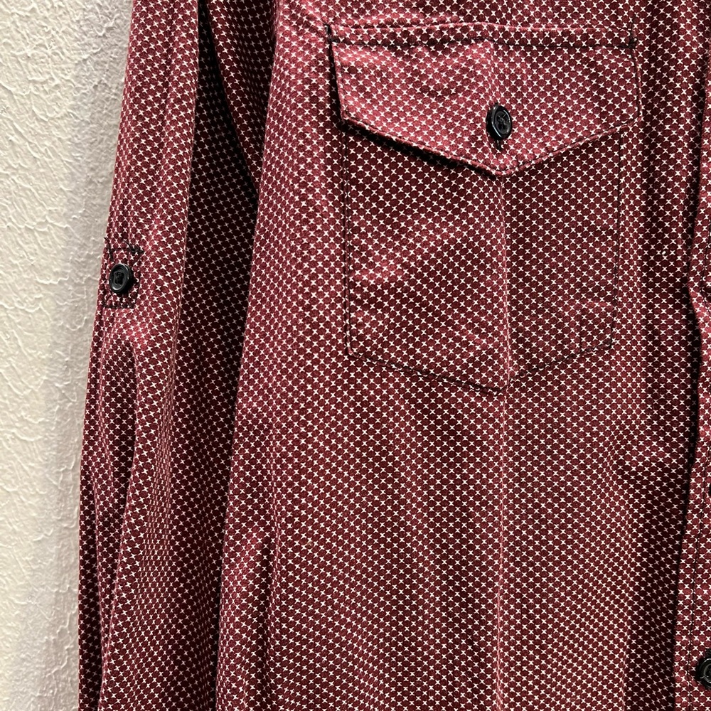 Red and White Button Down Slim Fit S by Black - Picture 3 of 4